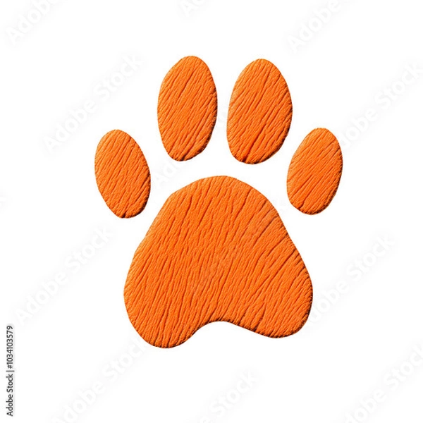 Obraz Orange paw print icon, white isolated background.