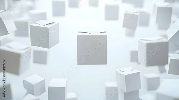 Obraz 3D Ballot Box Concept with Rising Poll Numbers - Interconnected Boxes Frame for Polling Trend Analysis, Close-Up on Isolated White Background