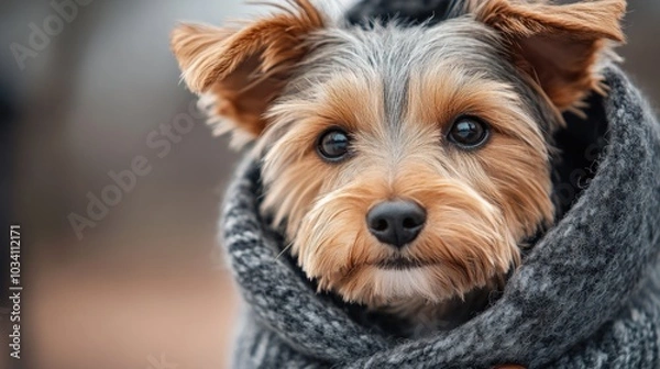 Obraz Dog wearing scarf