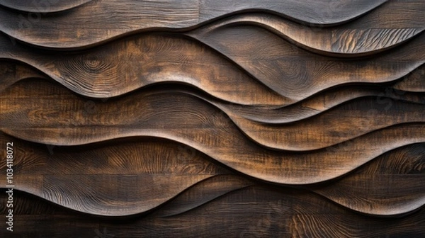 Fototapeta Abstract wooden wall with a wavy, textured pattern.