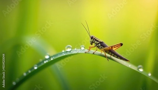 Fototapeta grasshopper on the grass