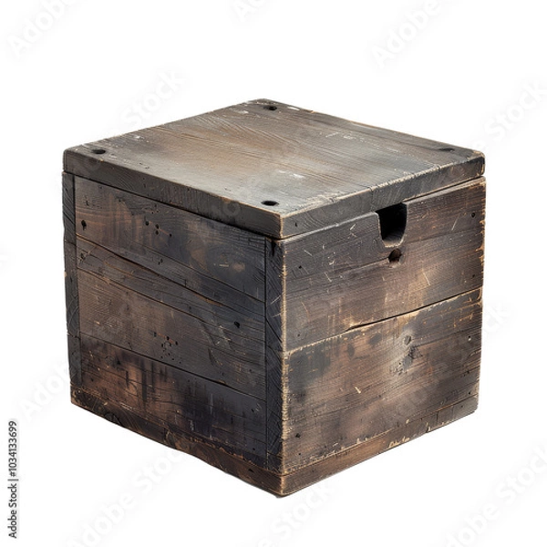 Fototapeta Rustic wooden storage box with a simple design suitable for various home decor styles and practical use in any room