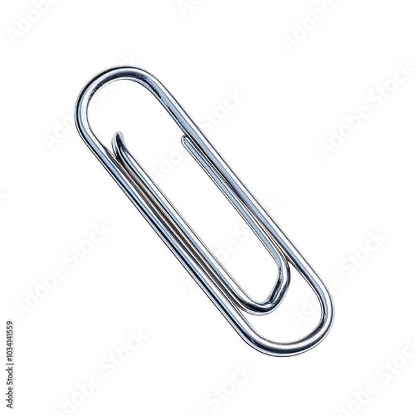 Obraz Silver paper clip on a white isolated background.