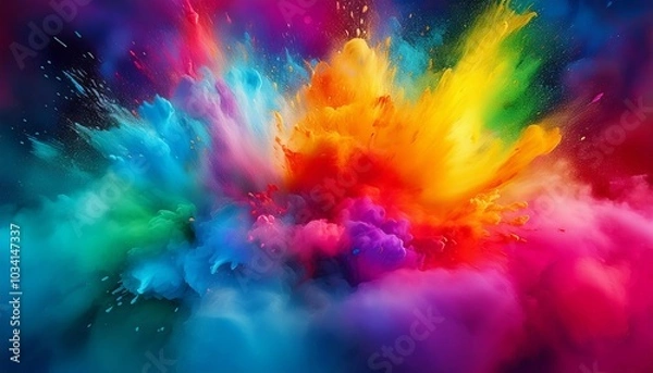 Fototapeta A vibrant and colorful explosion of paint, creating an abstract and dynamic background.