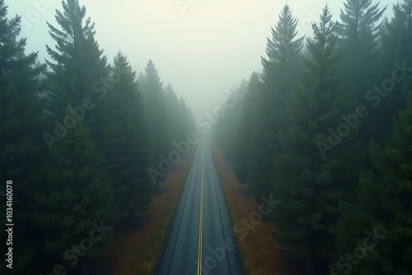 Obraz Road in a misty forest