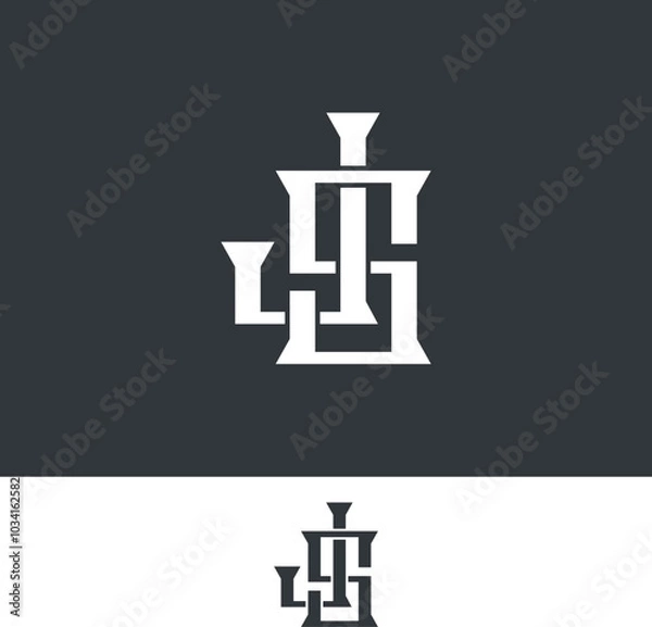 Obraz JS, SJ, monogram initial Letter Logo