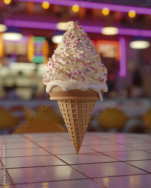 Obraz Ice cream cone, in an ice cream parlor 