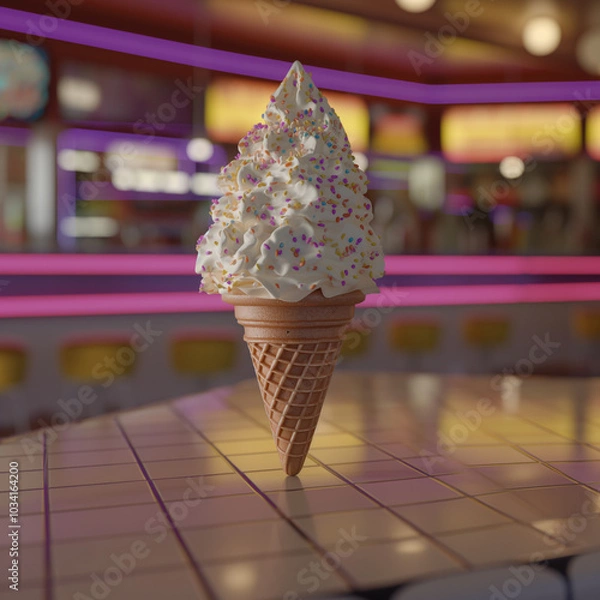 Obraz Ice cream cone, in an ice cream parlor 