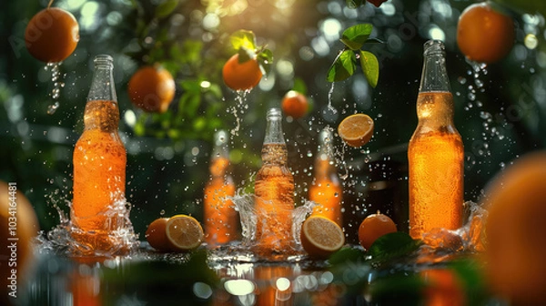 Obraz Photograph of falling bottles out of the sky,  crazy lemonade bottles,  