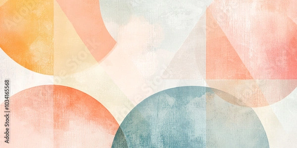 Obraz Abstract geometric shapes in soft pastel colors with a textured background.