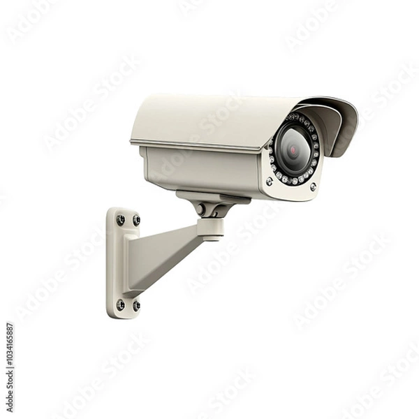 Fototapeta Surveillance camera, security monitoring device, white isolate background