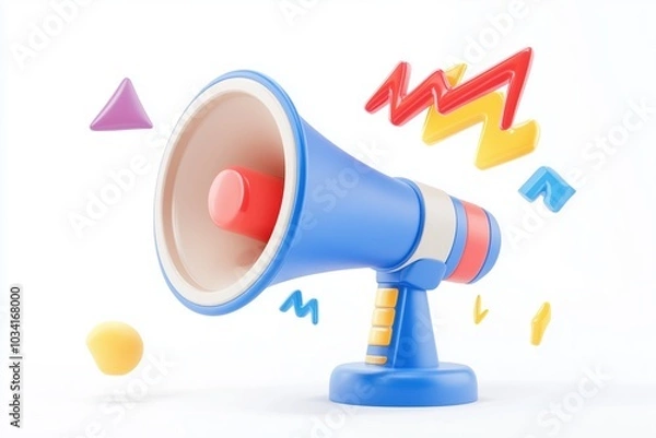 Obraz Dynamic megaphone illustration with lightning and alert for sales promotions. Generative AI