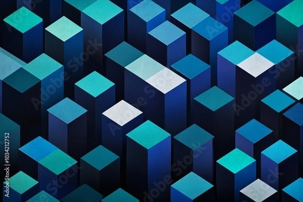 Fototapeta Abstract 3D Geometric Shapes in Blue