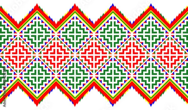 Fototapeta The design of the pattern imitates the embroidery of the Hmong people. It has a unique pattern. It is used for designing clothes, blankets, wallpaper, bags, and printed fabrics.