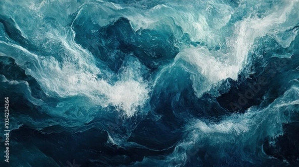 Fototapeta Abstract ocean waves and foam.