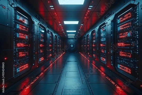 Fototapeta Minimalist digital space highlighting the future of technological innovation quantum computing cryptography and cybersecurity