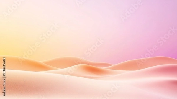 Fototapeta Serene Light Purple Dunes Under Soft Yellow Sky - Tranquil Pastel Landscape with Gentle Winds and Smooth Sands