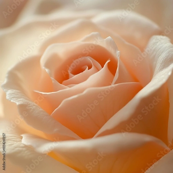 Fototapeta A close-up of a delicate peach rose, showcasing its soft petals and intricate details.