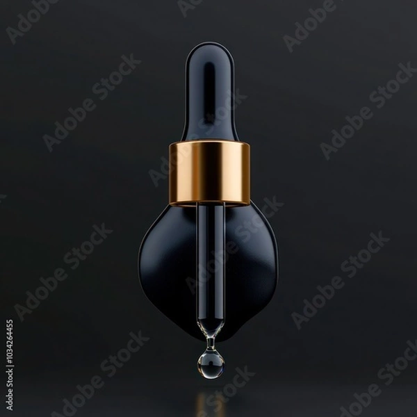 Fototapeta Glass Ball Dropper for Precise Cosmetic Application on Dark Background
