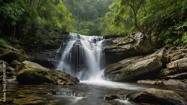 Fototapeta Beautiful waterfall in the forest
