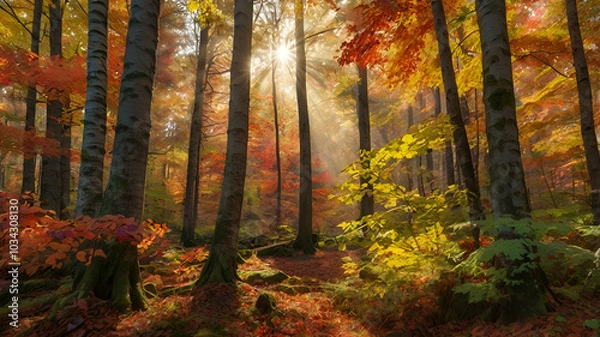 Fototapeta autumn in the forest