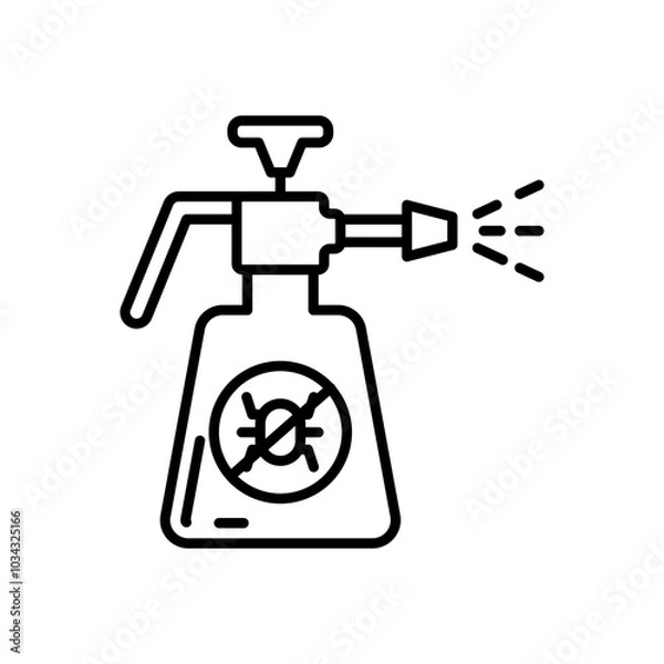 Fototapeta Pesticide Use Outline Icon, Vector illustration