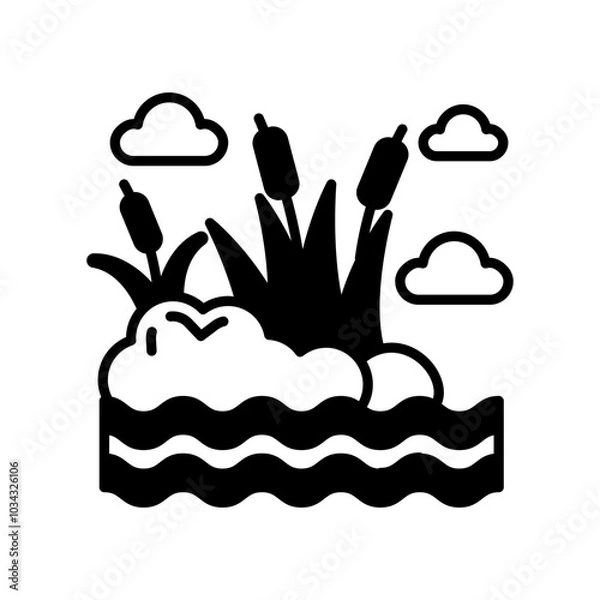 Fototapeta Wetland Drainage Glyph Icon, Vector illustration