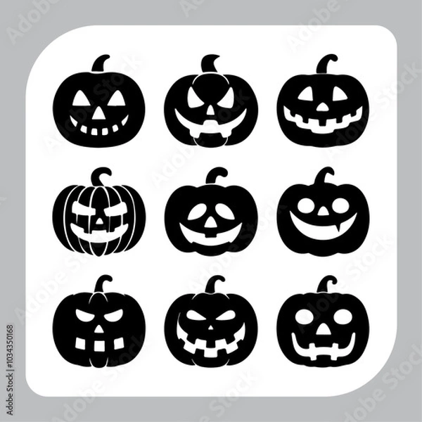 Obraz Cute cartoon Halloween character icons set.