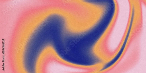 Obraz Vibrant gradient background texture with wavy lines and noise grain. Dynamic abstract texture with fluid stains and swirls. Psychedelic backdrop.