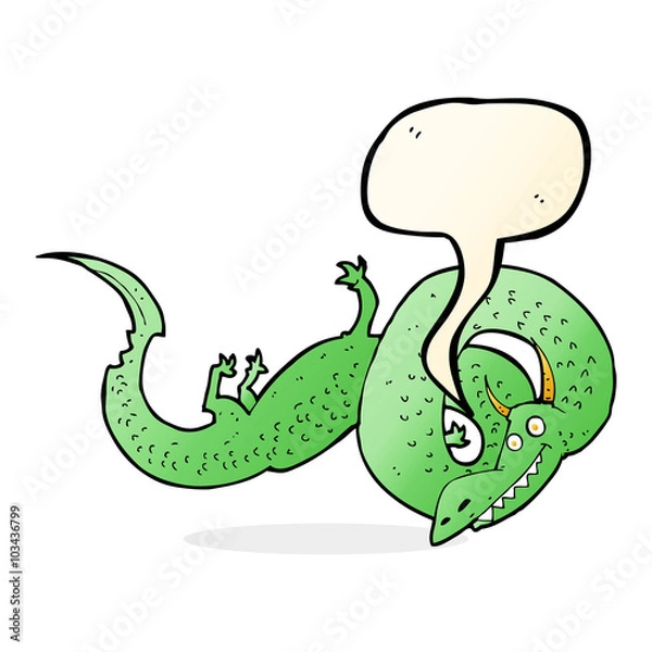 Obraz cartoon chinese dragon with speech bubble