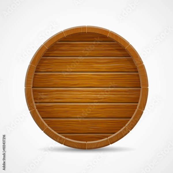 Obraz wooden barrel end top vector background isolated