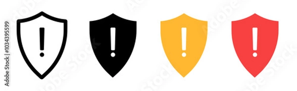 Obraz Shield exclamation mark icon or security shield warning or attention icon symbol. risk alert line icon vector
