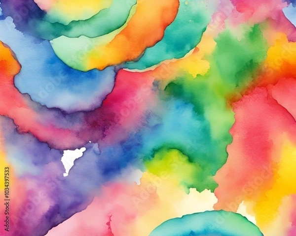 Fototapeta Vibrant Rainbow Watercolor - A vivid, multicolored background that blends seamlessly