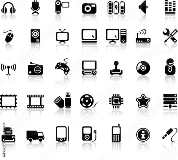 Obraz Video And Audio Vector Black Icon Set