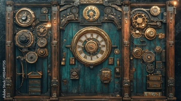 Fototapeta Time machine slot game with steampunk design and bonuses