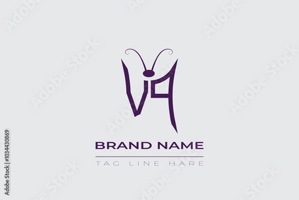 Obraz VQ Butterfly logo design. Butterfly initials V and Q line art logo template. This design can be used in cosmetics fashion and jewelry. 