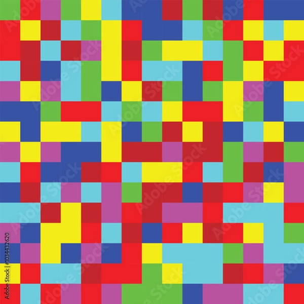 Fototapeta Abstract background with colorful tiles squares