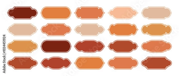 Fototapeta Islamic frames, oriental style objects. Arabic shapes, windows and arches. Traditional ornamental banner, frame. Muslim holidays, Ramadan Kareem. Modern eastern architecture. Vector illustration