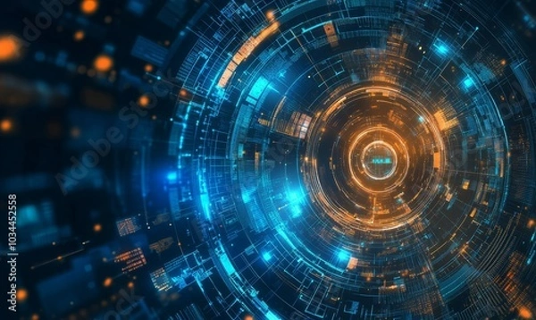 Fototapeta Cyber security and information or network protection. Future technology web services for business and internet project