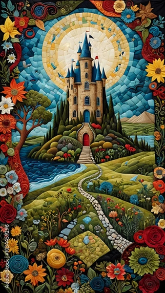 Fototapeta Abstraktion Fantasie Pachwork Haus in der Natur 9х16. Hintergrund für das Design 2.