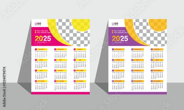 Fototapeta 2025 minimal calendar design  monthly planner  layout template