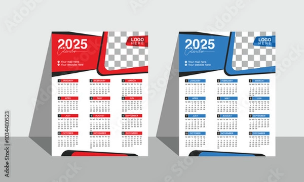 Fototapeta 2025 minimal calendar design  monthly planner  layout template