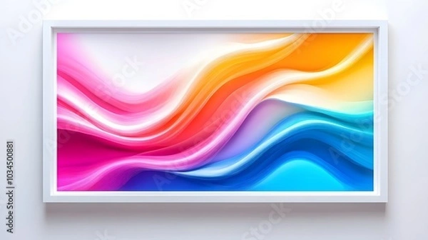 Fototapeta The abstract wave is made in a frame style in a bright gradient color. 