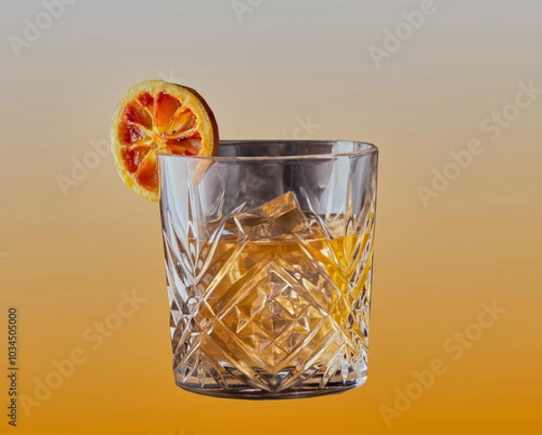 Fototapeta Whisky sour cocktail on a gradient background.
