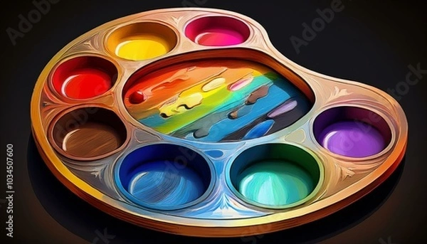 Fototapeta pallet of colors in black background