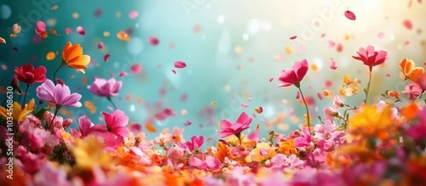 Obraz Blooming Meadow with Falling Petals