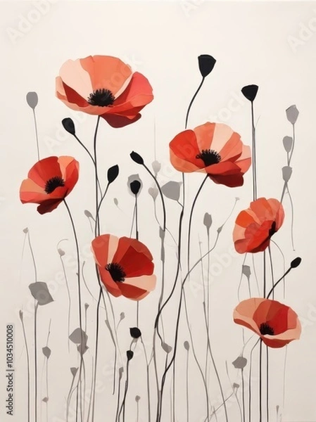 Obraz poppies on a blue background