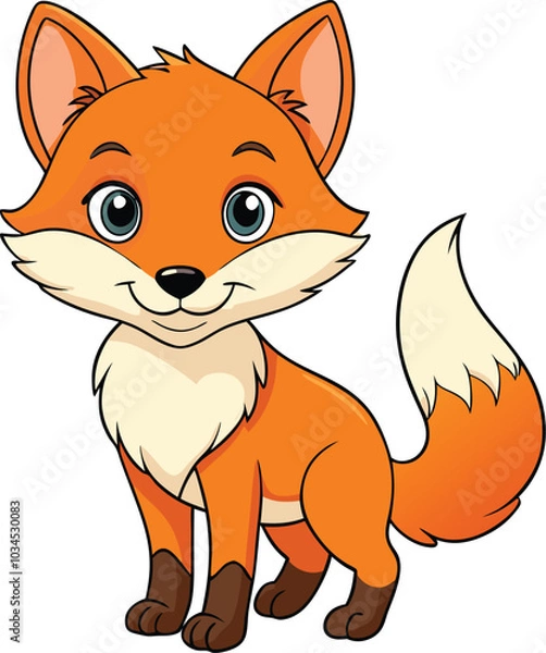 Obraz A cute fox illustration on white background
