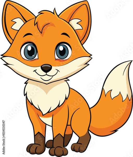 Obraz A cute fox illustration on white background
