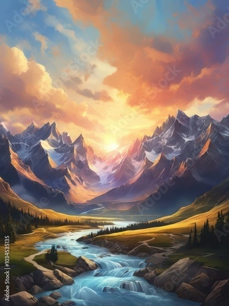 Obraz sunrise over the mountains